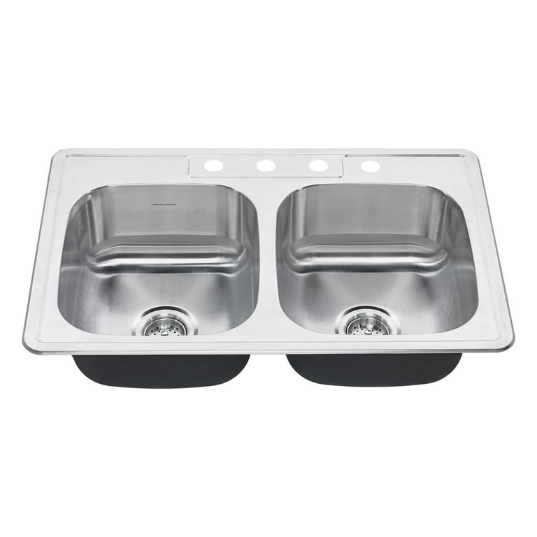Drop-In Stainless Steel 33 in. 4-Hole Double Bowl Kitchen Sink Kit