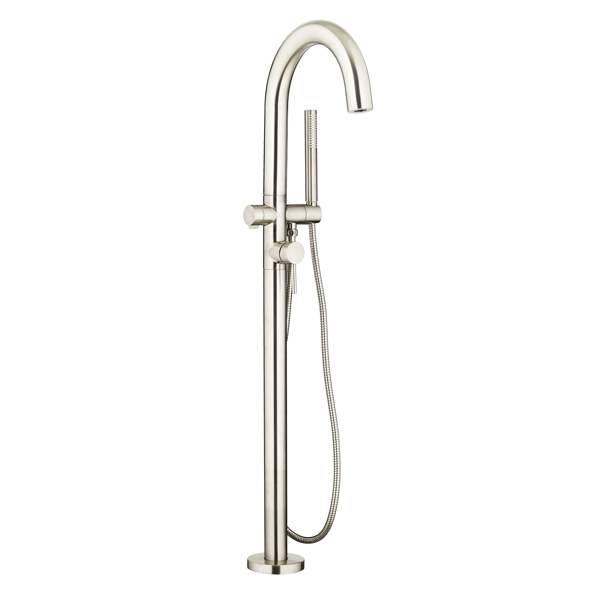 Brushed Nickel Freestanding Tub Filler with Hand Shower