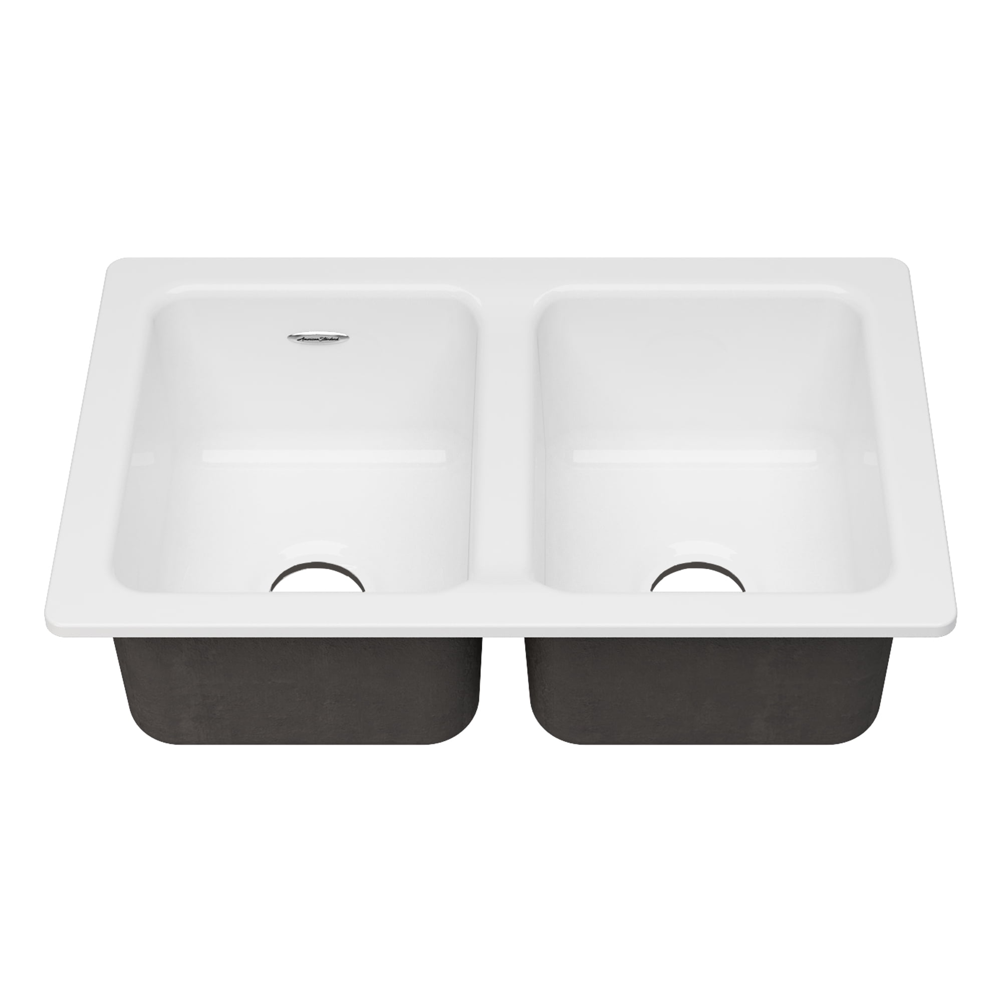 Brilliant White 30'' Double Bowl Drop-In Cast Iron Kitchen Sink