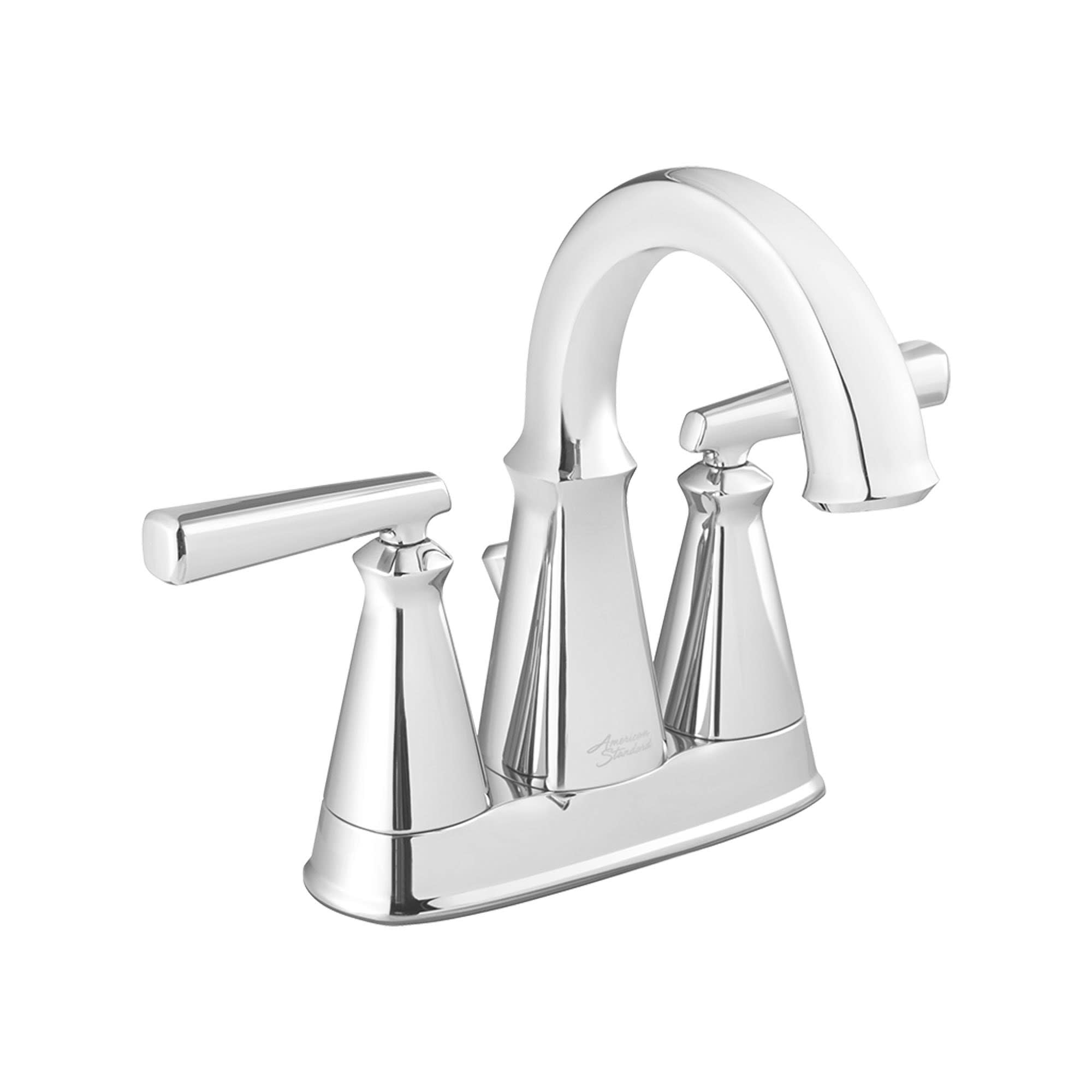 Polished Chrome 4-Inch Centerset Bathroom Faucet with Drain Assembly
