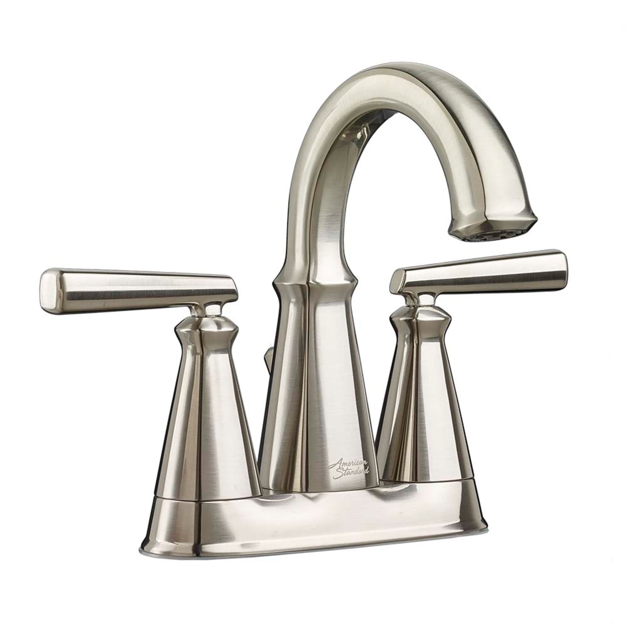 Transitional Edgemere 4-Inch Nickel Centerset Bathroom Faucet