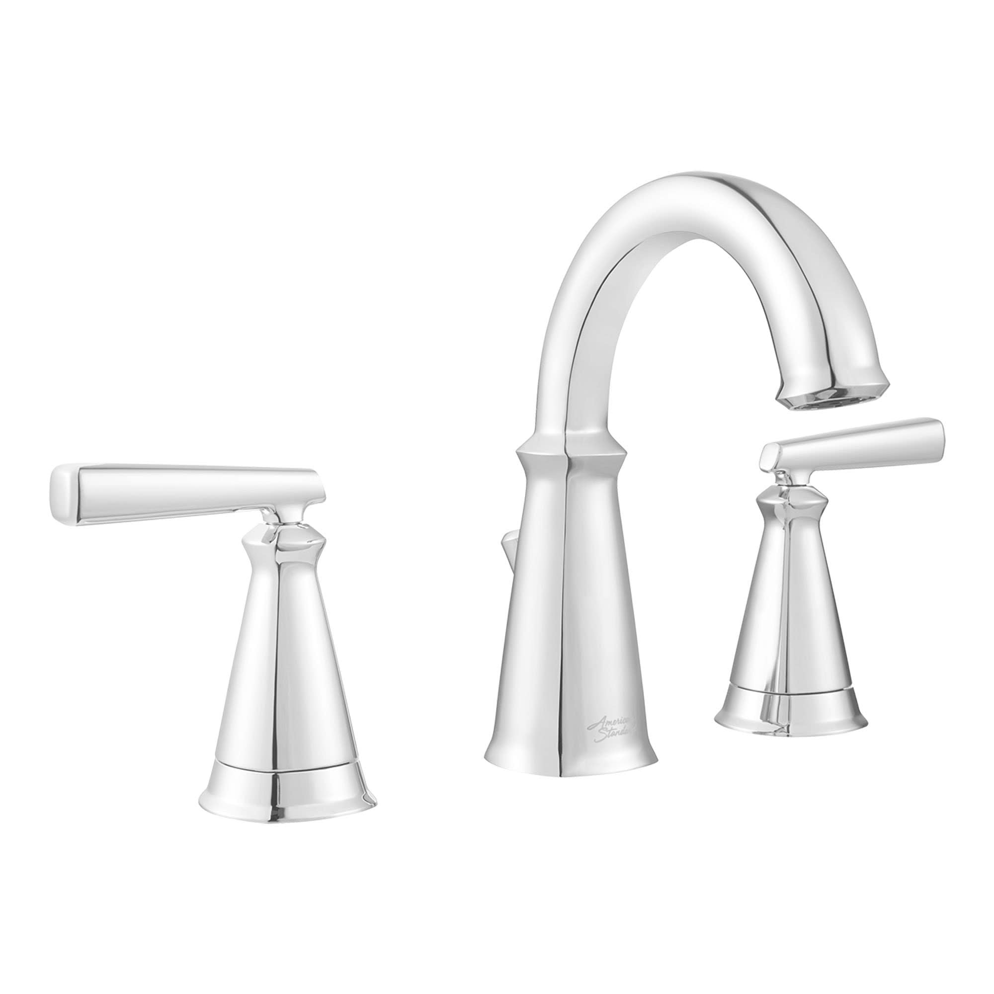 Polished Chrome 8-Inch Widespread Bathroom Faucet with Brass Spout