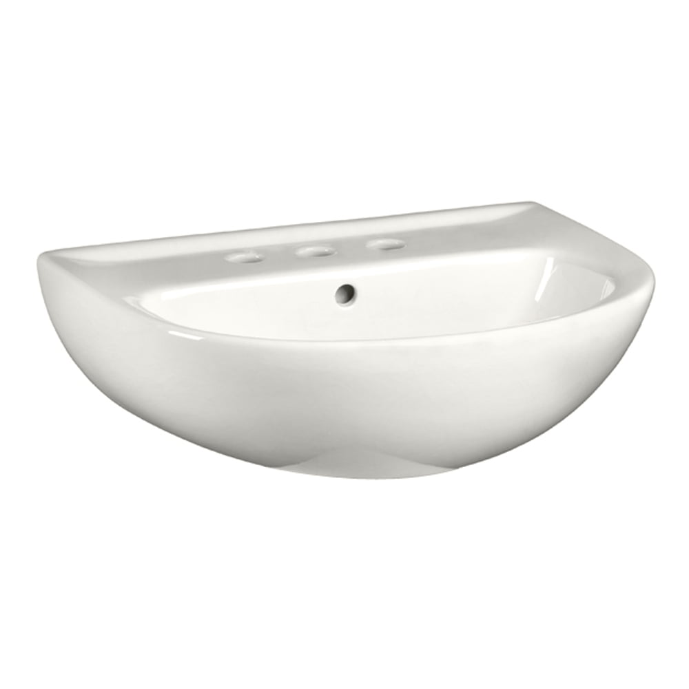 White Ceramic 22" Pedestal Sink Basin with Faucet Centers
