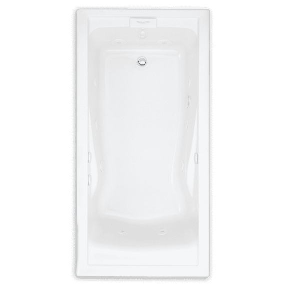 American Standard Evolution 60-in Whirlpool Tub with EverClean Reversible Drain in White