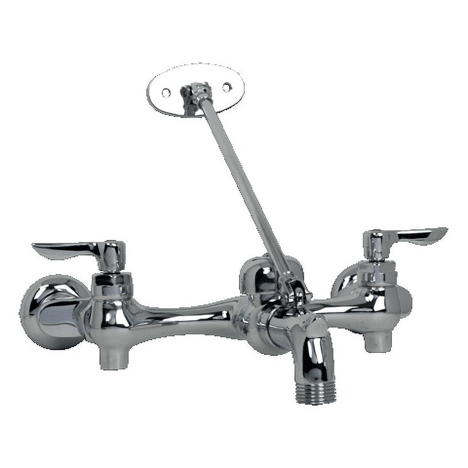 Exposed Yoke Adjustable Rough-In Wall Mount 2-Handle Utility Faucet in Rough Chrome with Offset Shanks Exposed Yoke Adjustable Rough-In Wall Mount 2-Handle Utility Faucet in Rough Chrome with Offset Shanks