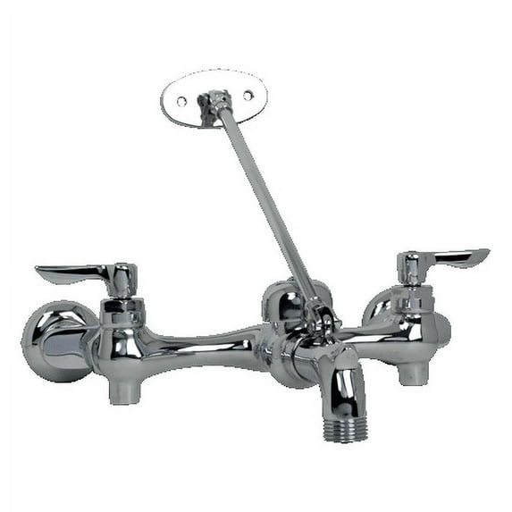 American Standard Exposed Yoke Wall-Mount Utility Faucet with Top Brace and Offset Shanks in Polished Chrome