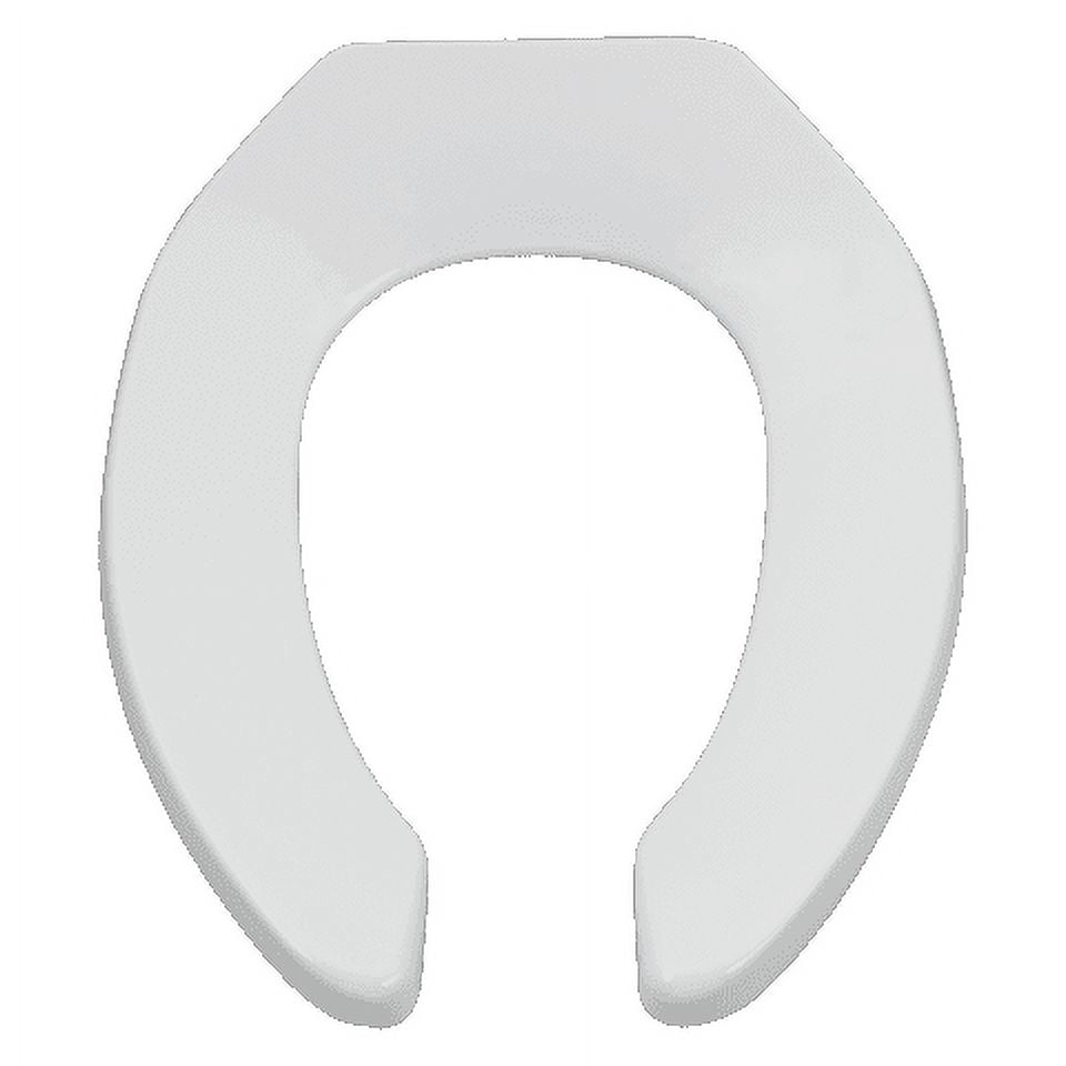 White Heavy-Duty Polypropylene Elongated Open Front Toilet Seat