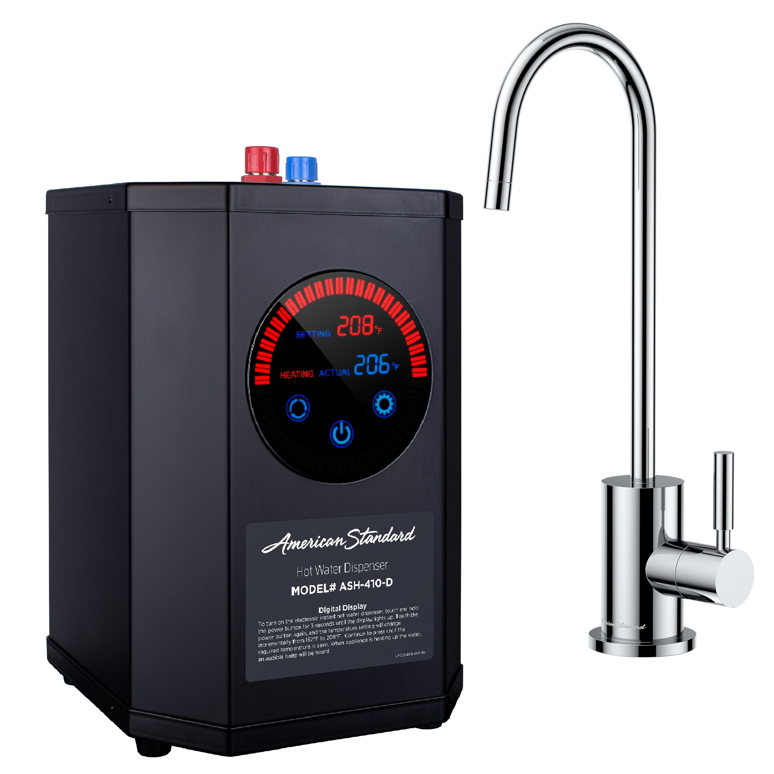 American Standard 41-ASH-410-F575-CH ASH410 Instant Hot Water Dispenser System, Single-Handle Faucet with Digital Touchpad Tank
