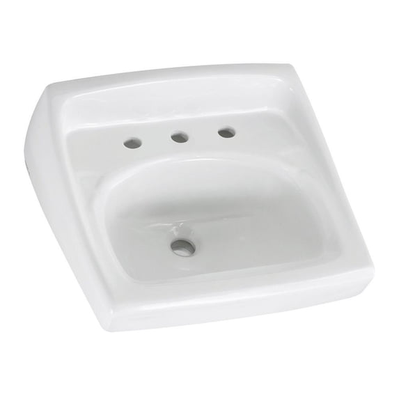 American Standard Lucerne Wall Hung Bathroom Sink in White with 8 in. Faucet Holes and Less Overflow