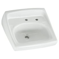 American Standard Lucerne Wall Hung Bathroom Sink in White with Extra Right Hand Hole