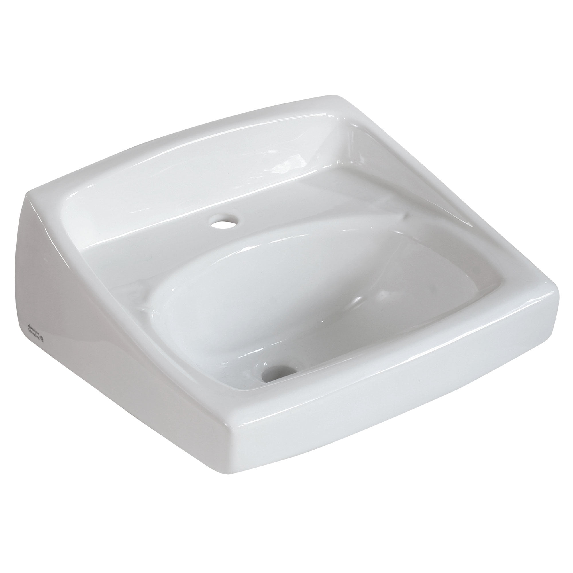 White Ceramic Wall-Mount Bathroom Sink with Overflow