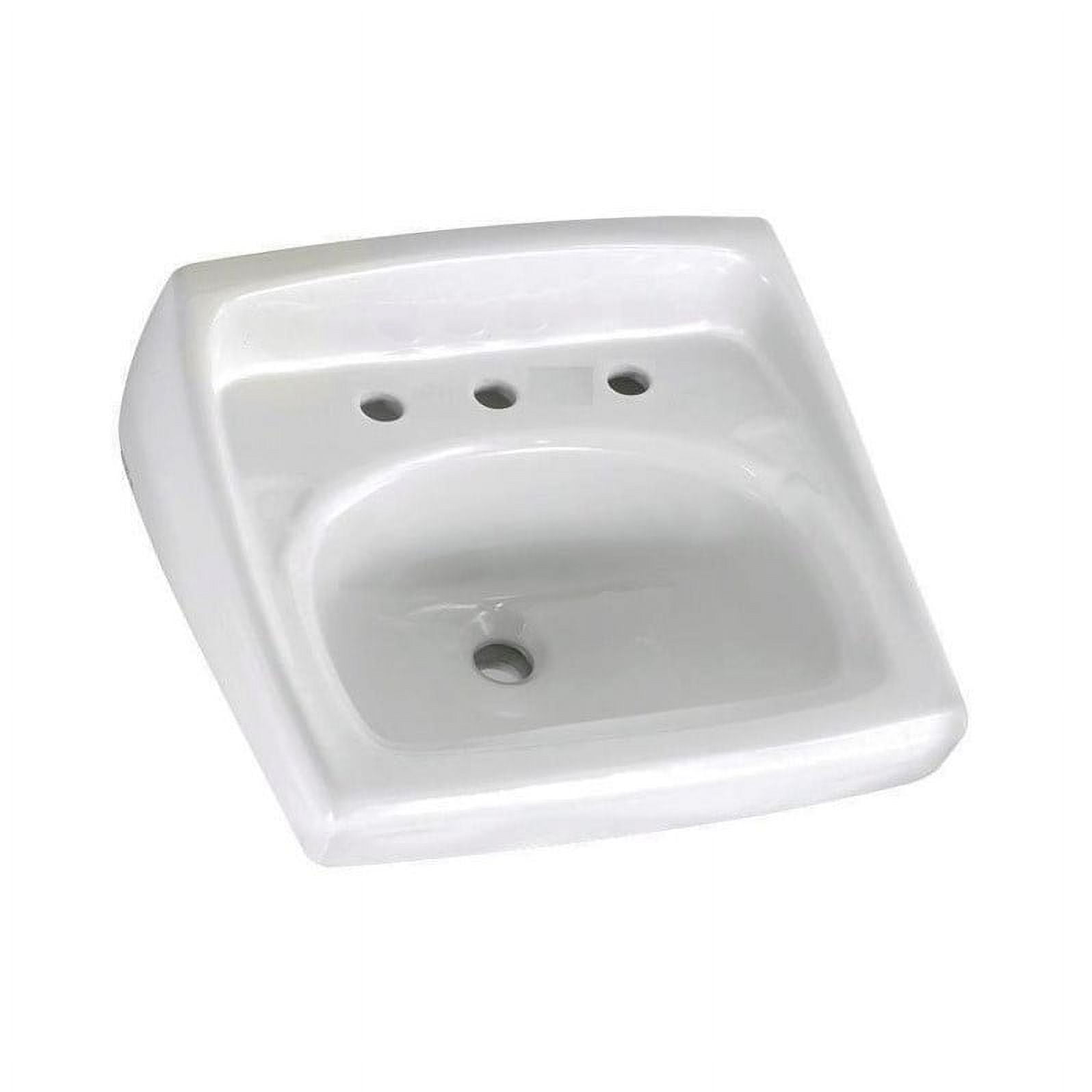 Lucerne White Ceramic Wall-Mount Bathroom Sink with Overflow