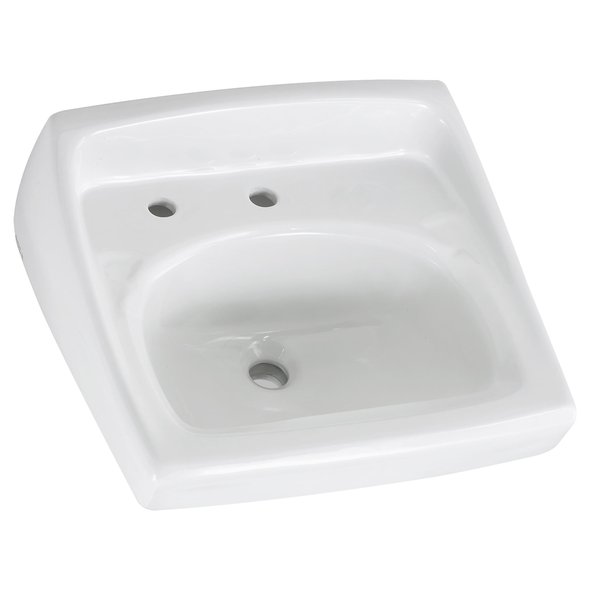 White Ceramic Wall-Mount Bathroom Sink with Overflow