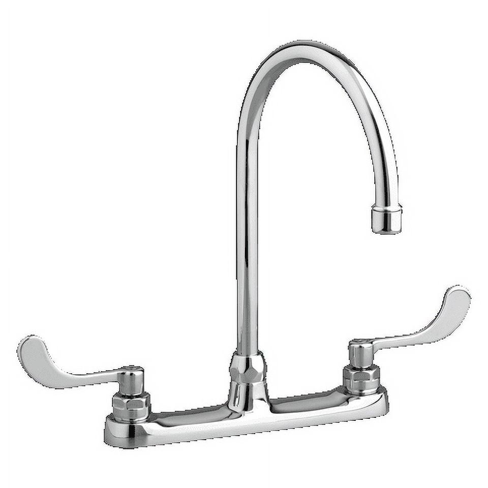 Chrome Gooseneck Kitchen Faucet with Dual Handles, 8-Inch
