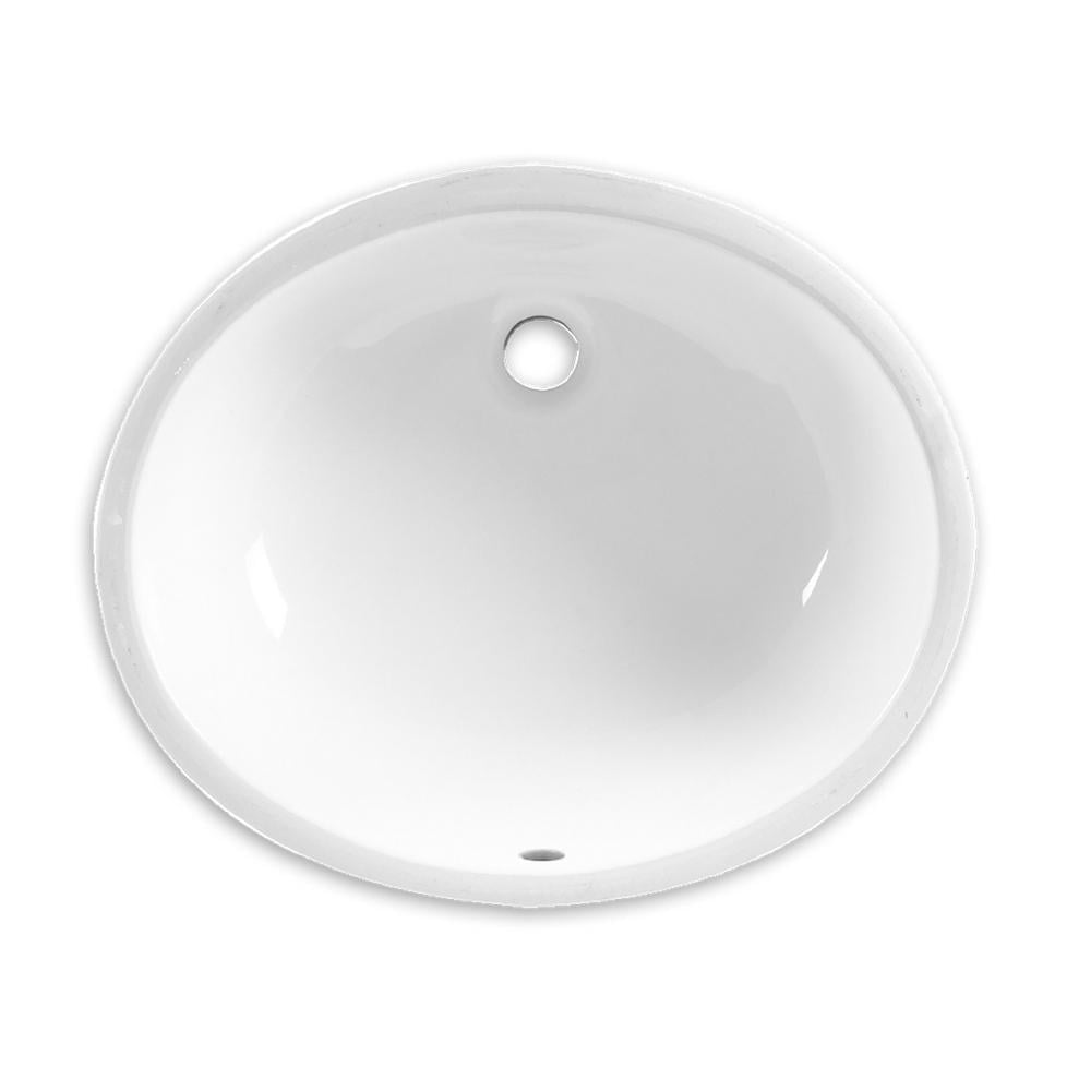 White Ceramic Oval Undermount Bathroom Sink with Overflow