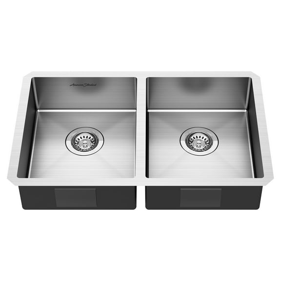 American Standard Pekoe 29-in x 18-in ADA Double Bowl Kitchen Sink in Stainless Steel