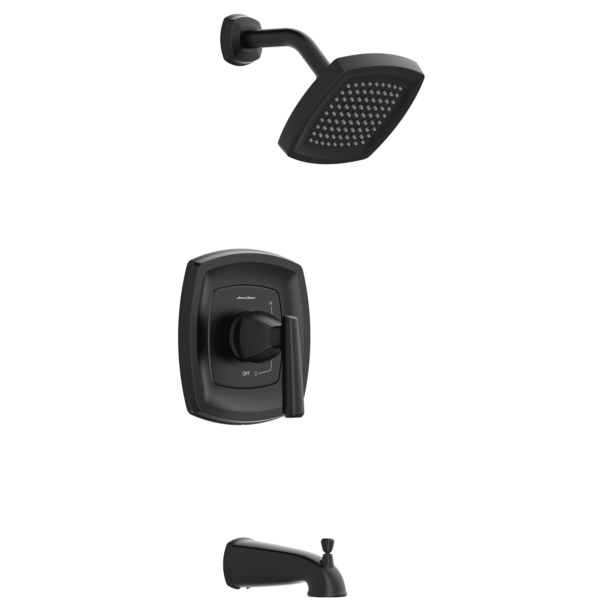 American Standard TU018508.243 Edgemere Bathtub Faucet and Shower Trim Kit with Water Saving Shower Head and Cartridge 1.8 GPM, Matte Black