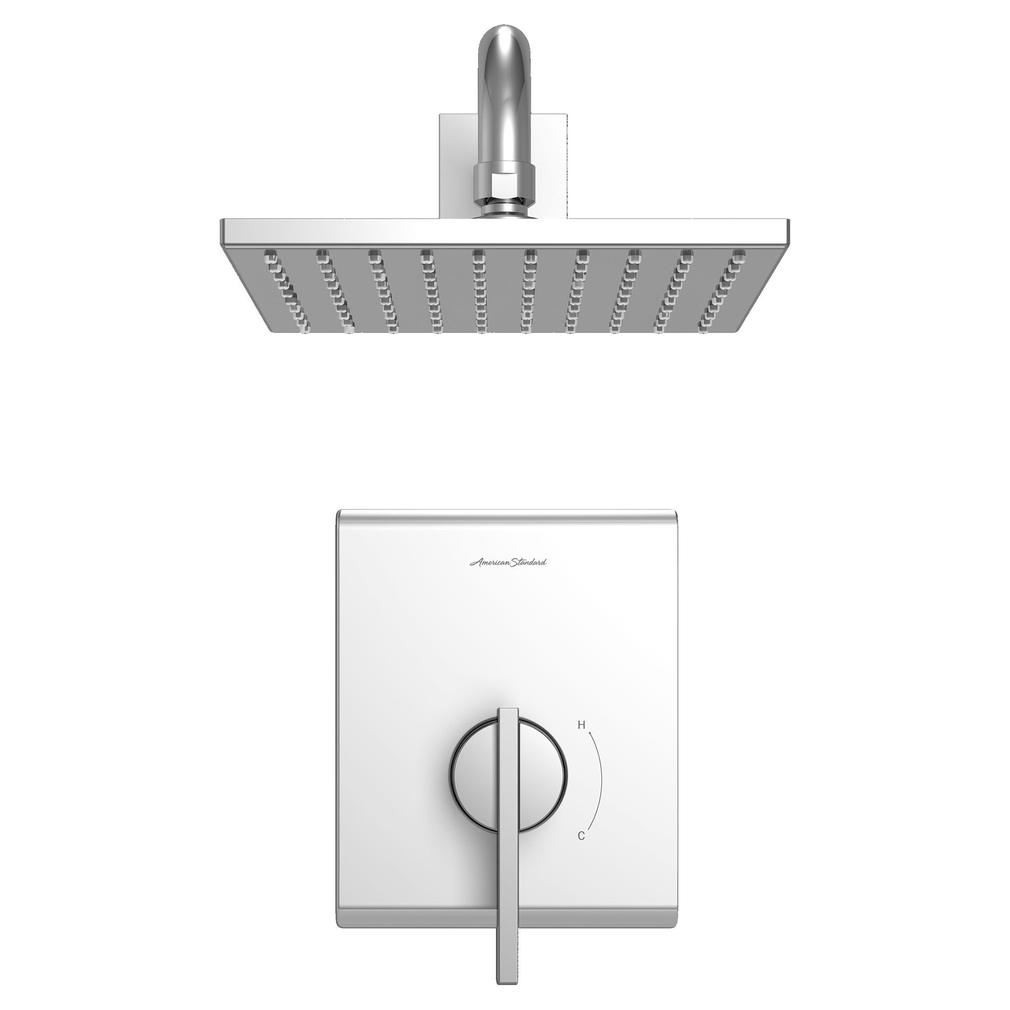 Chrome Square Wall Mounted Rain Shower Faucet Set