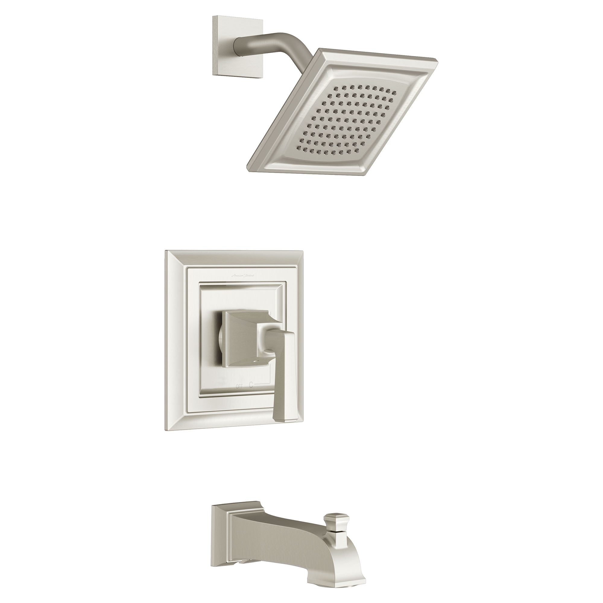 Brushed Nickel Square Wall Mounted Tub and Shower Trim Kit