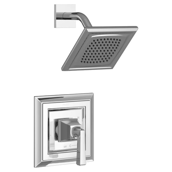American Standard Town Square S 2.5 gpm/9.5 L/min Shower Trim Kit With Single Function Showerhead, Double Ceramic Pressure Balance Cartridge With Lever Handle