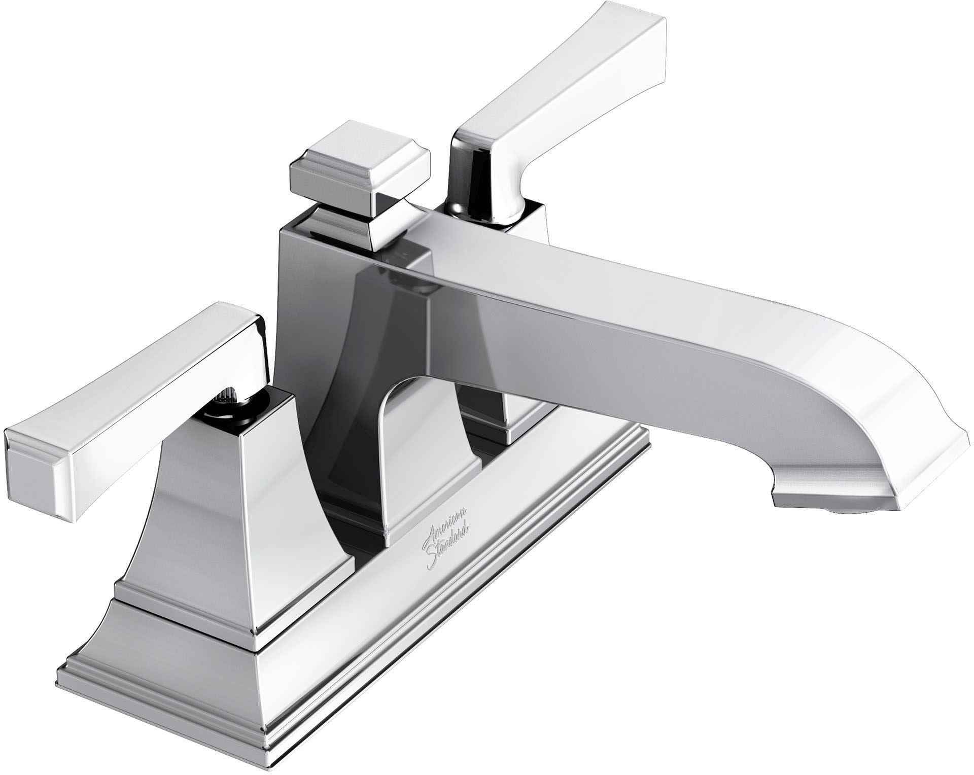 Polished Chrome Brass 2-Handle Bathroom Sink Faucet with Drain