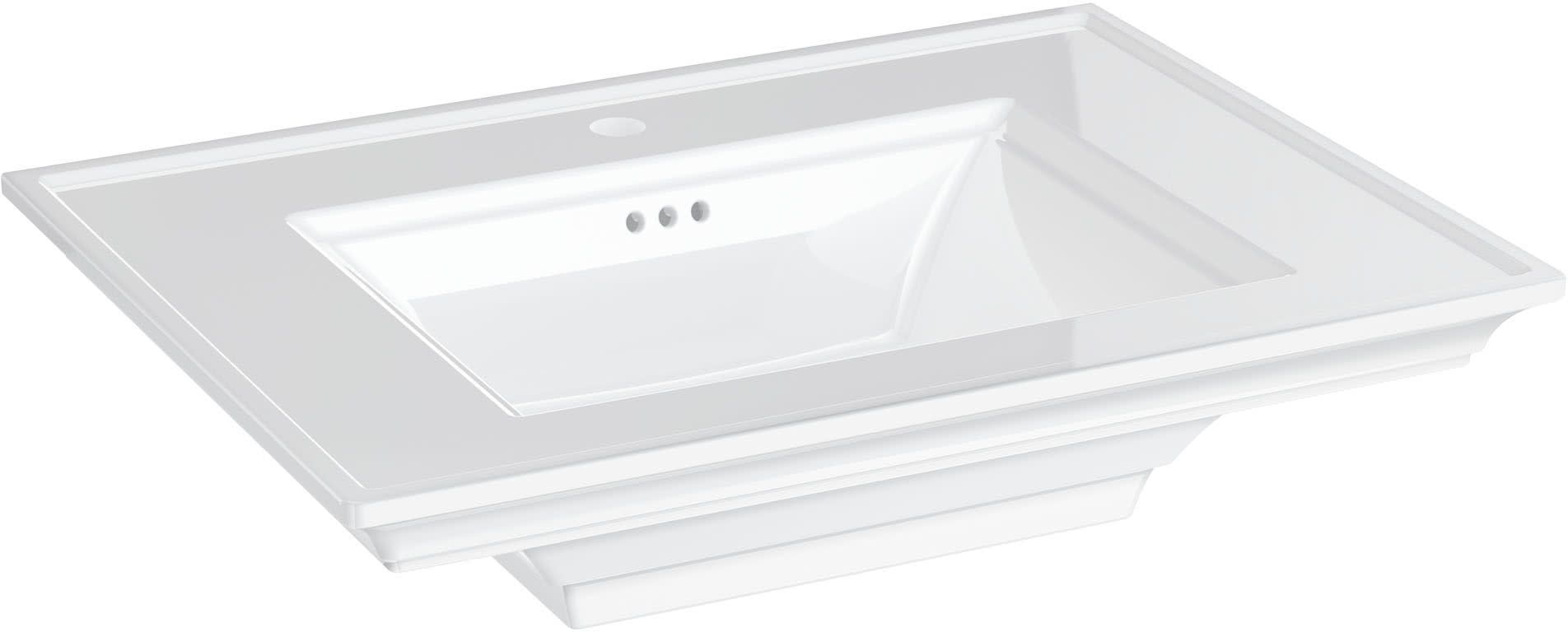 White Ceramic Rectangular Pedestal Sink with Overflow
