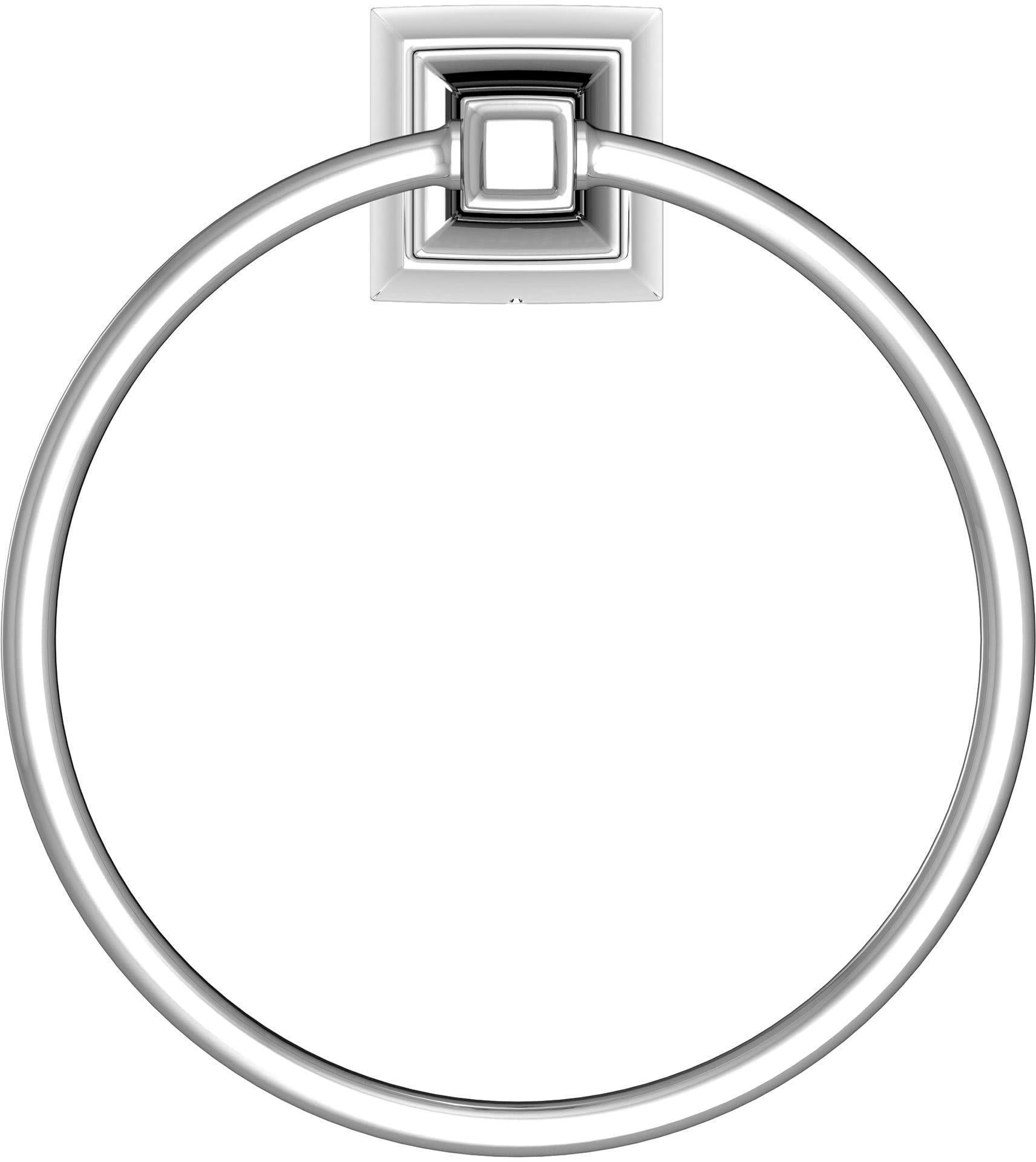 Polished Chrome Wall Mounted Towel Ring with Architectural Detailing