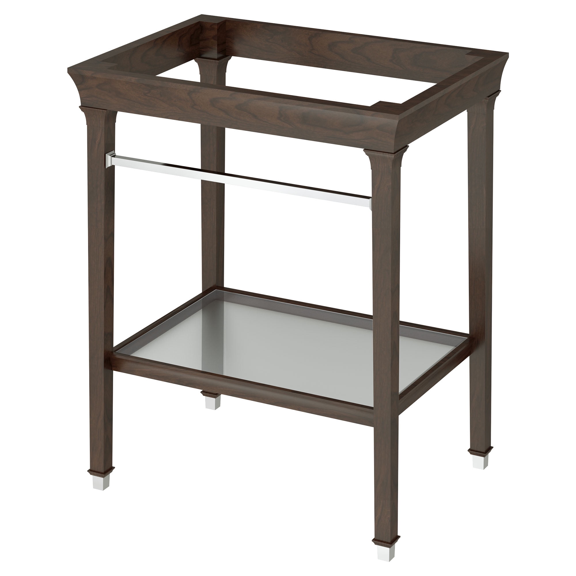 Dark Cherry Wood Washstand with Glass Shelf
