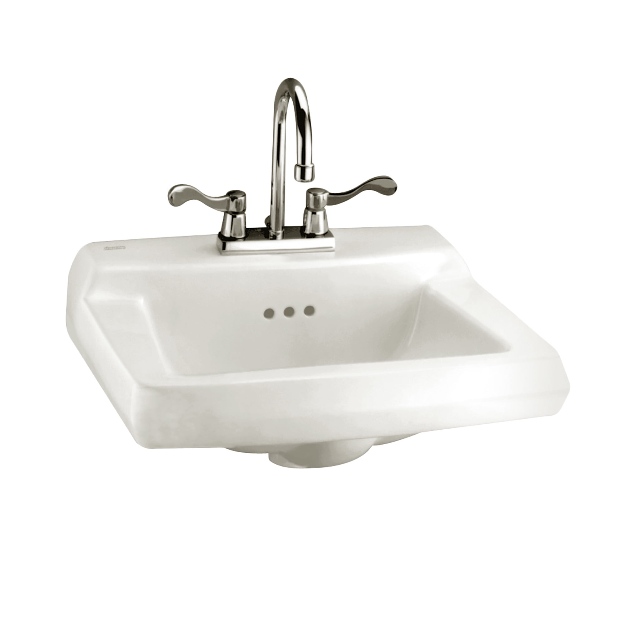White Ceramic Wall-Mounted Rectangular Bathroom Sink