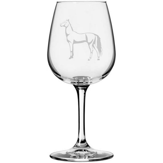 American Standardbred Body Horse Themed Etched All Purpose 12.75oz Libbey Wine Glass