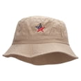 thumbnail image 1 of American Star Flag Embroidered Bucket Hat - Khaki OSFM, 1 of 5