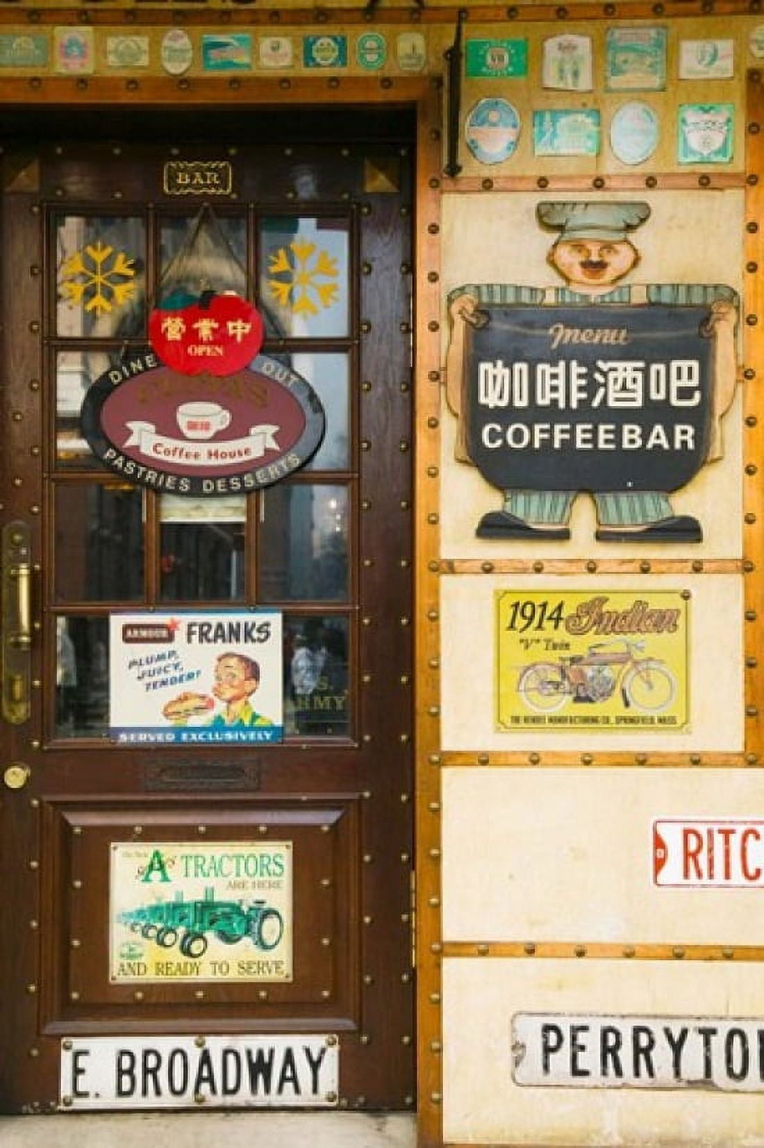 American Starbucks cafe Zhongyang Dajie Daoliqu Russian Heritage Area Harbin Heilungkiang Province China Canvas Art - Panoramic Images (24 x 36)