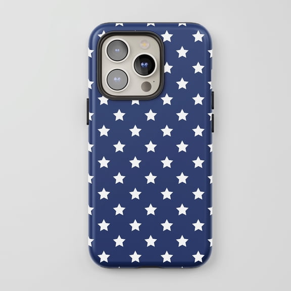 American Stars For All iPhone Series Tough Phone Case Patriotic Navy Blue White