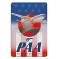 thumbnail image 1 of American Stars & Stripes - Boeing 377 Stratocruiser - Vintage Airline Travel Poster c.1947 - 8 x 12 inch Vintage Wood Art Sign, 1 of 4