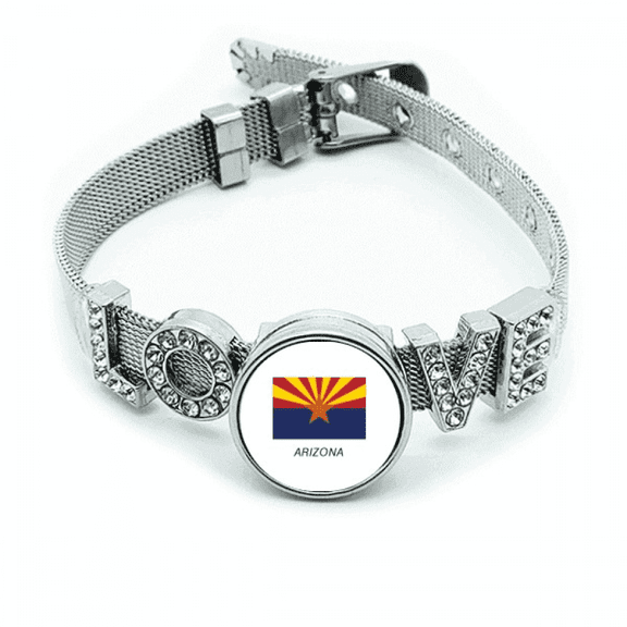 American State Flag Contour Arizona Bracelet Wristband Crystal Love Adjustable Bangle