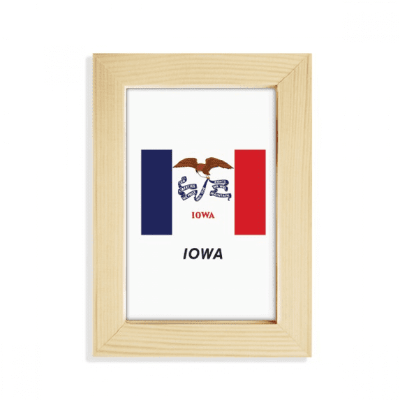 American State Flag Contour Iowa Desktop Display Photo Frame Picture Art Painting 5x7 inch