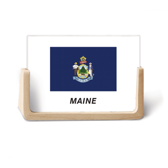 American State Flag Contour Maine Photo Wooden Photo Frame Tabletop Display