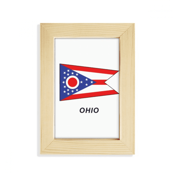 American State Flag Contour Ohio Desktop Display Photo Frame Picture Art Painting 5x7 inch