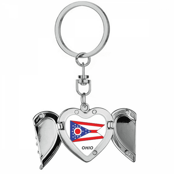 American State Flag Contour Ohio Heart Angel Wing Key Chain Holder