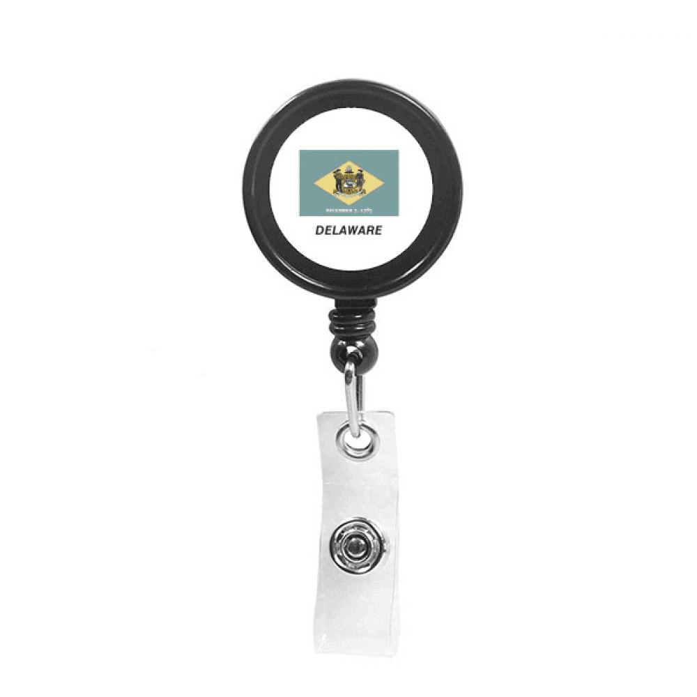 American State Flag Contour  Retractable Keychain Badge Holder ID Badge