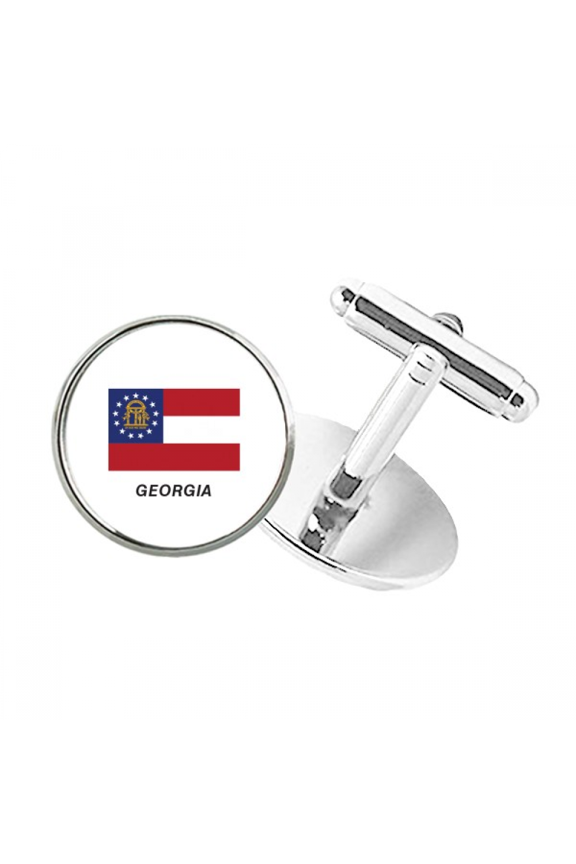 American State Flag Contour Round Button Cuff Clip Stud Cufflinks