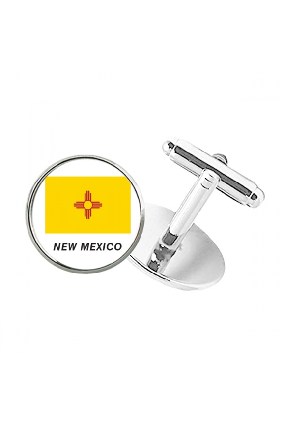 American State Flag Contours New Mexico Round Button Cuff Clip Stud Cufflinks