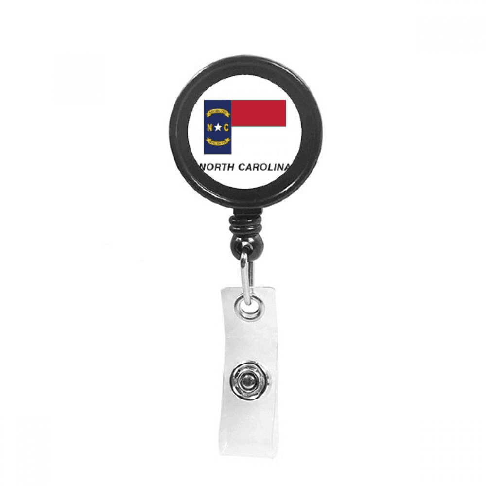 American State Flag Outline North  Retractable Keychain Badge Holder ID Badge