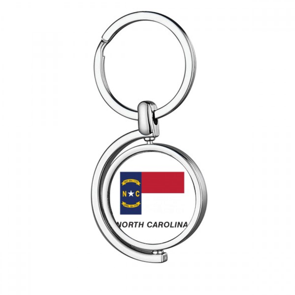 American State Flag Outline North Rotating Keychain Metal Keyring Holder
