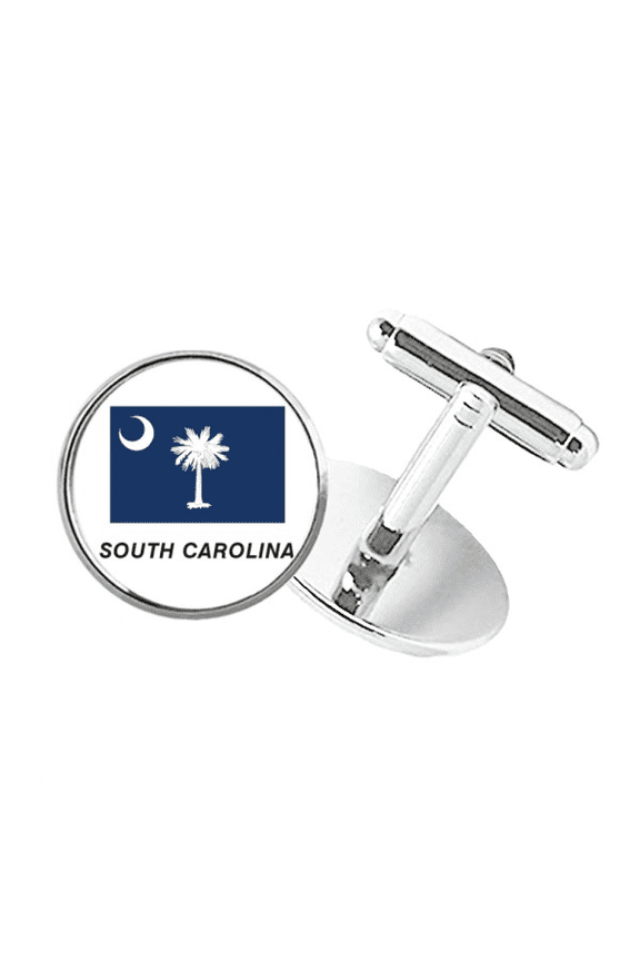 American State Flag Outline South Round Button Cuff Clip Stud Cufflinks