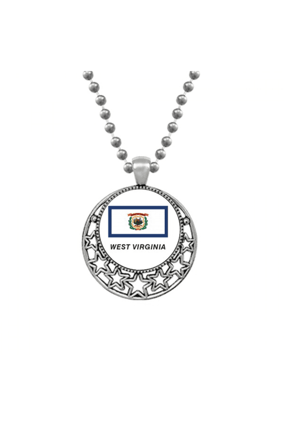 American State Flag Outline West Virginia Necklaces Pendant Retro Moon Stars Jewelry