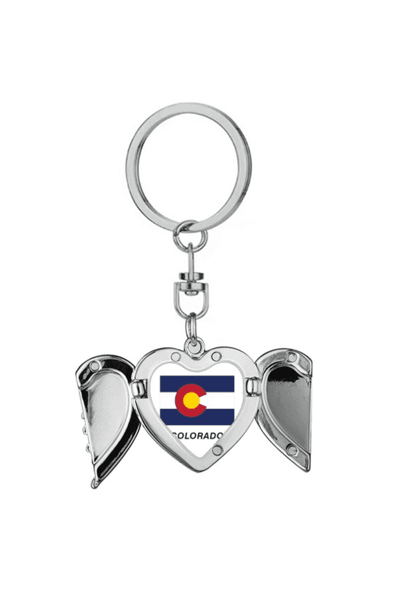 American State Flag Profile Colorado Heart Angel Wing Key Chain Holder