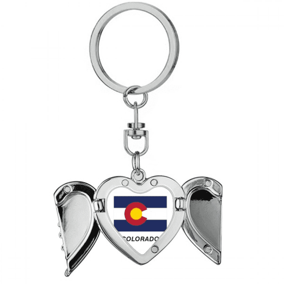 American State Flag Profile Colorado Heart Angel Wing Key Chain Holder
