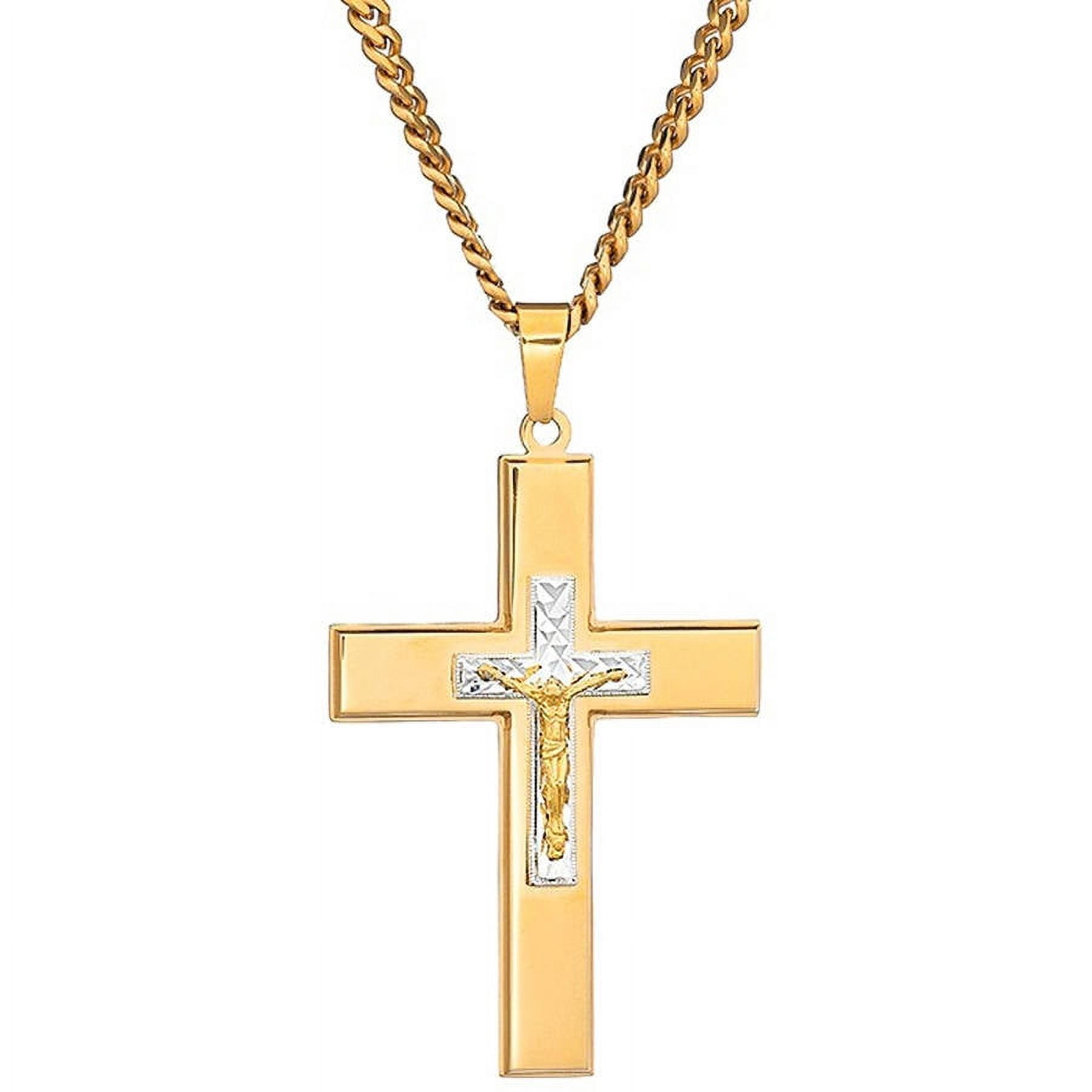 American Steel Jewelry Men's Stainless Steel Crucifix Gold IP Silver ...