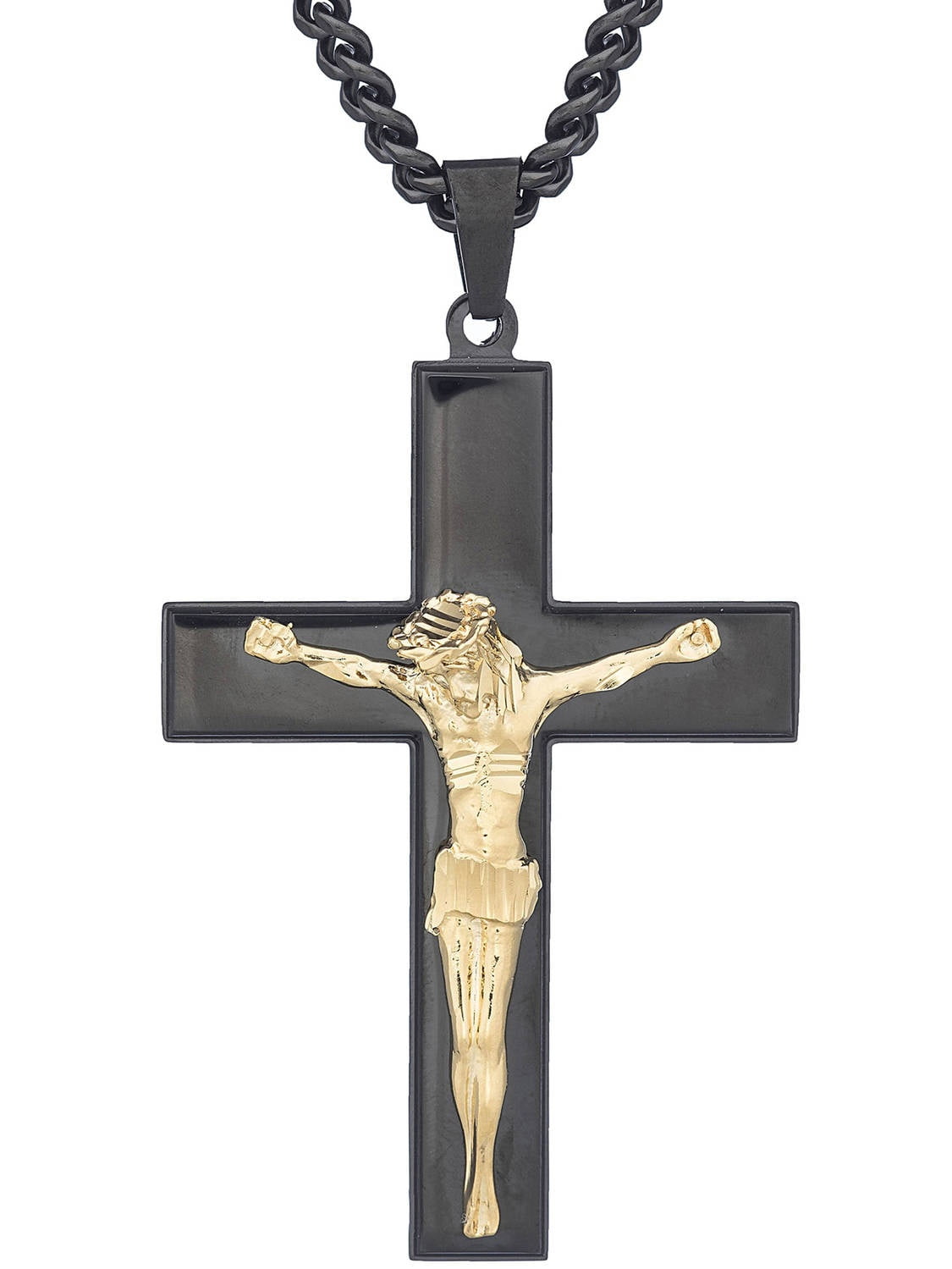 Black jesus cross necklace discount